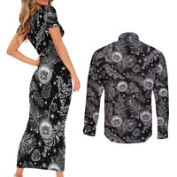 Hawaii Christmas Couples Matching Short Sleeve Bodycon Dress and Long Sleeve Button Shirt Tropical Style With Coat Of Arms - Wonder Print Shop
