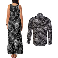 Hawaii Christmas Couples Matching Tank Maxi Dress and Long Sleeve Button Shirt Tropical Style With Coat Of Arms - Wonder Print Shop