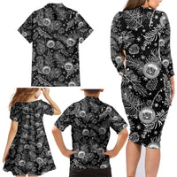 Hawaii Christmas Family Matching Long Sleeve Bodycon Dress and Hawaiian Shirt Tropical Style With Coat Of Arms - Wonder Print Shop
