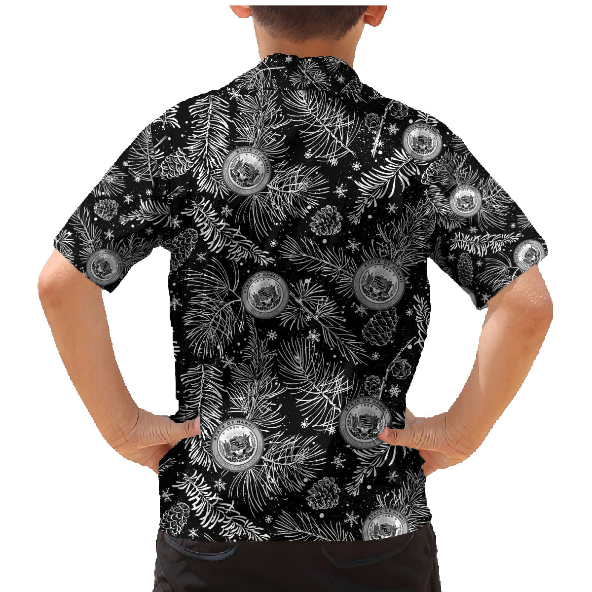 Hawaii Christmas Family Matching Mermaid Dress and Hawaiian Shirt Tropical Style With Coat Of Arms - Wonder Print Shop