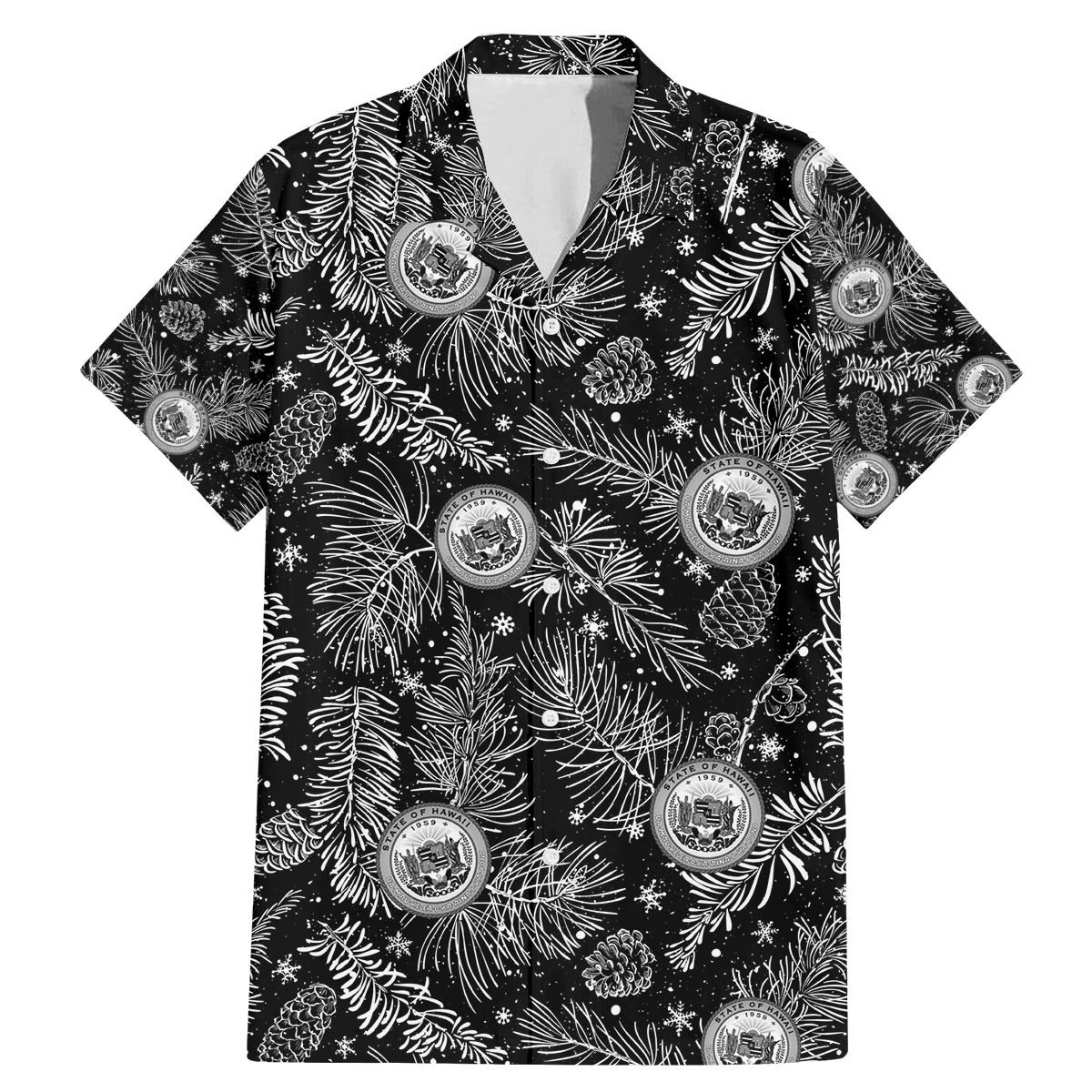 Hawaii Christmas Family Matching Mermaid Dress and Hawaiian Shirt Tropical Style With Coat Of Arms - Wonder Print Shop