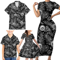 Hawaii Christmas Family Matching Short Sleeve Bodycon Dress and Hawaiian Shirt Tropical Style With Coat Of Arms - Wonder Print Shop