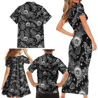 Hawaii Christmas Family Matching Short Sleeve Bodycon Dress and Hawaiian Shirt Tropical Style With Coat Of Arms - Wonder Print Shop