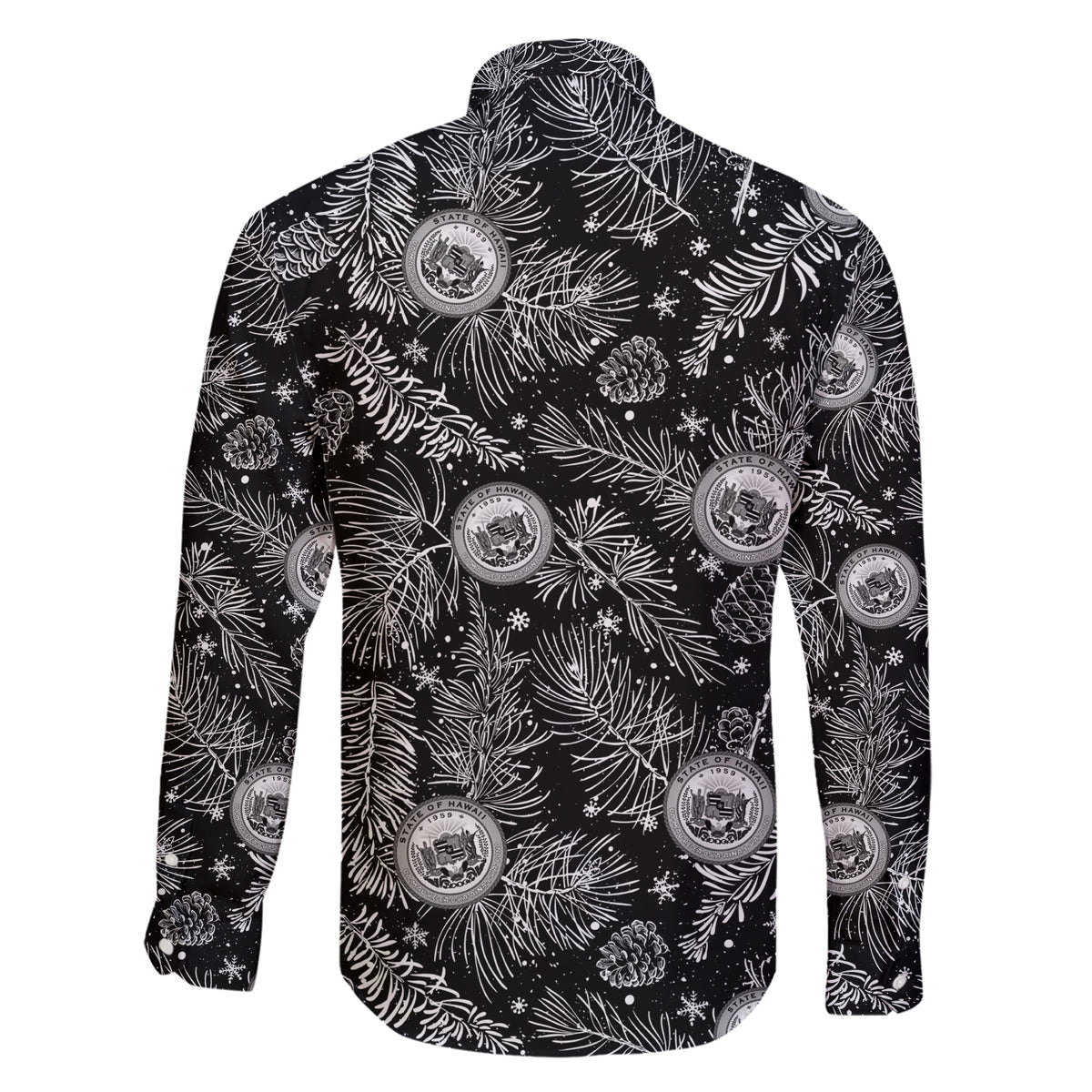 Hawaii Christmas Family Matching Short Sleeve Bodycon Dress and Hawaiian Shirt Tropical Style With Coat Of Arms - Wonder Print Shop