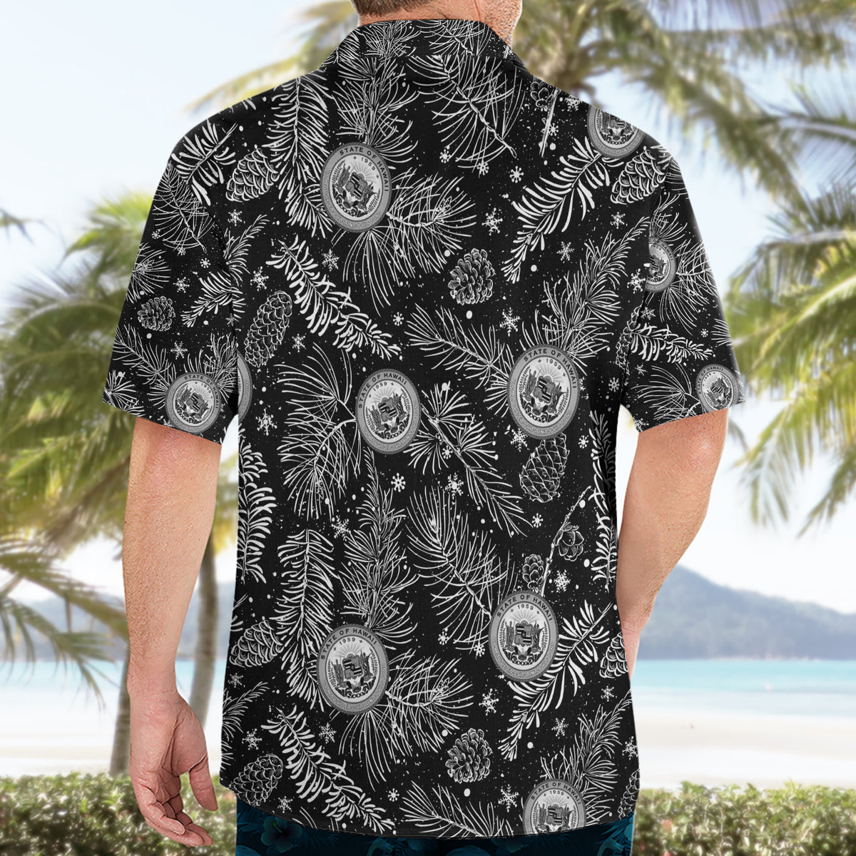 Hawaii Christmas Hawaiian Shirt Tropical Style With Coat Of Arms - Wonder Print Shop