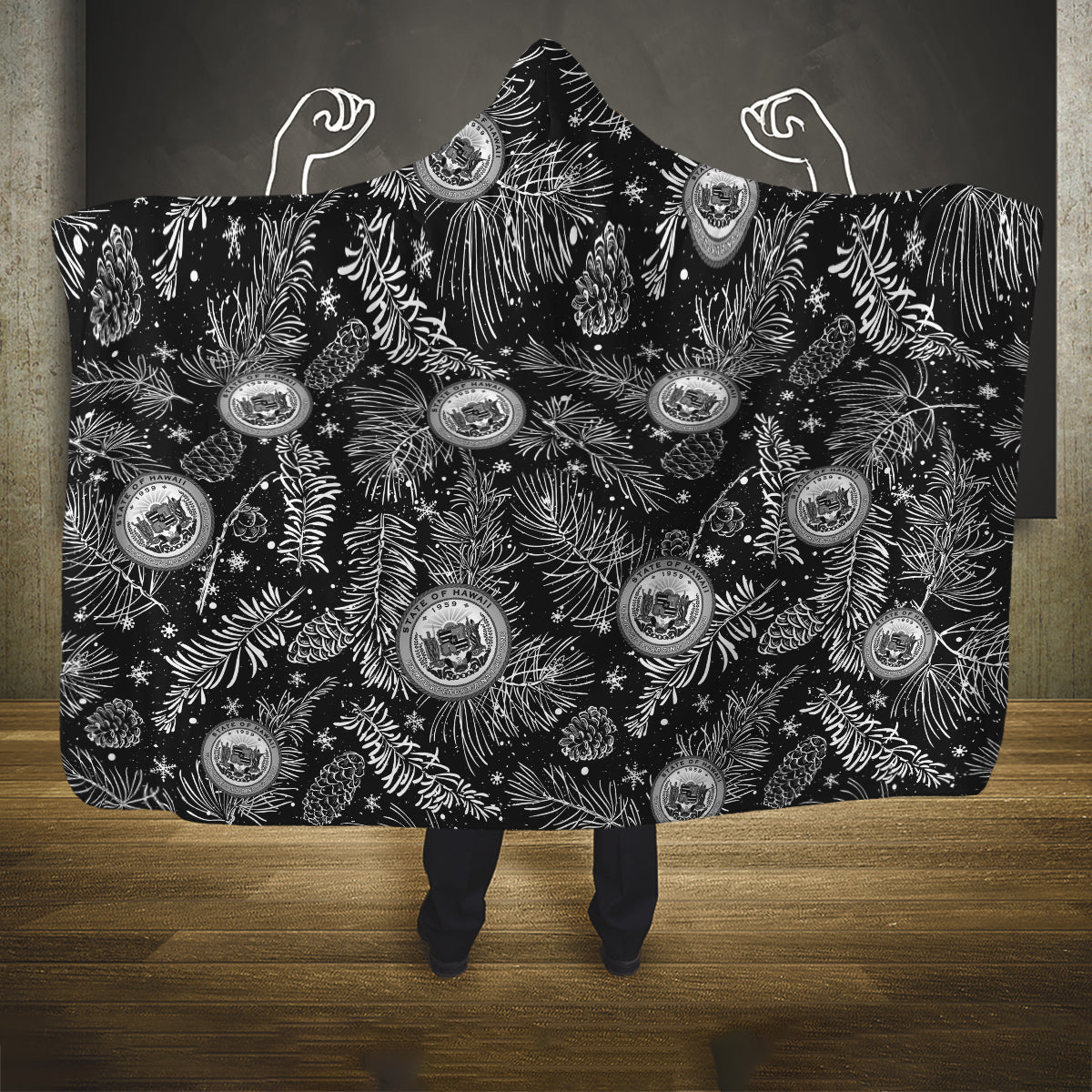 hawaii-christmas-hooded-blanket-tropical-style-with-coat-of-arms