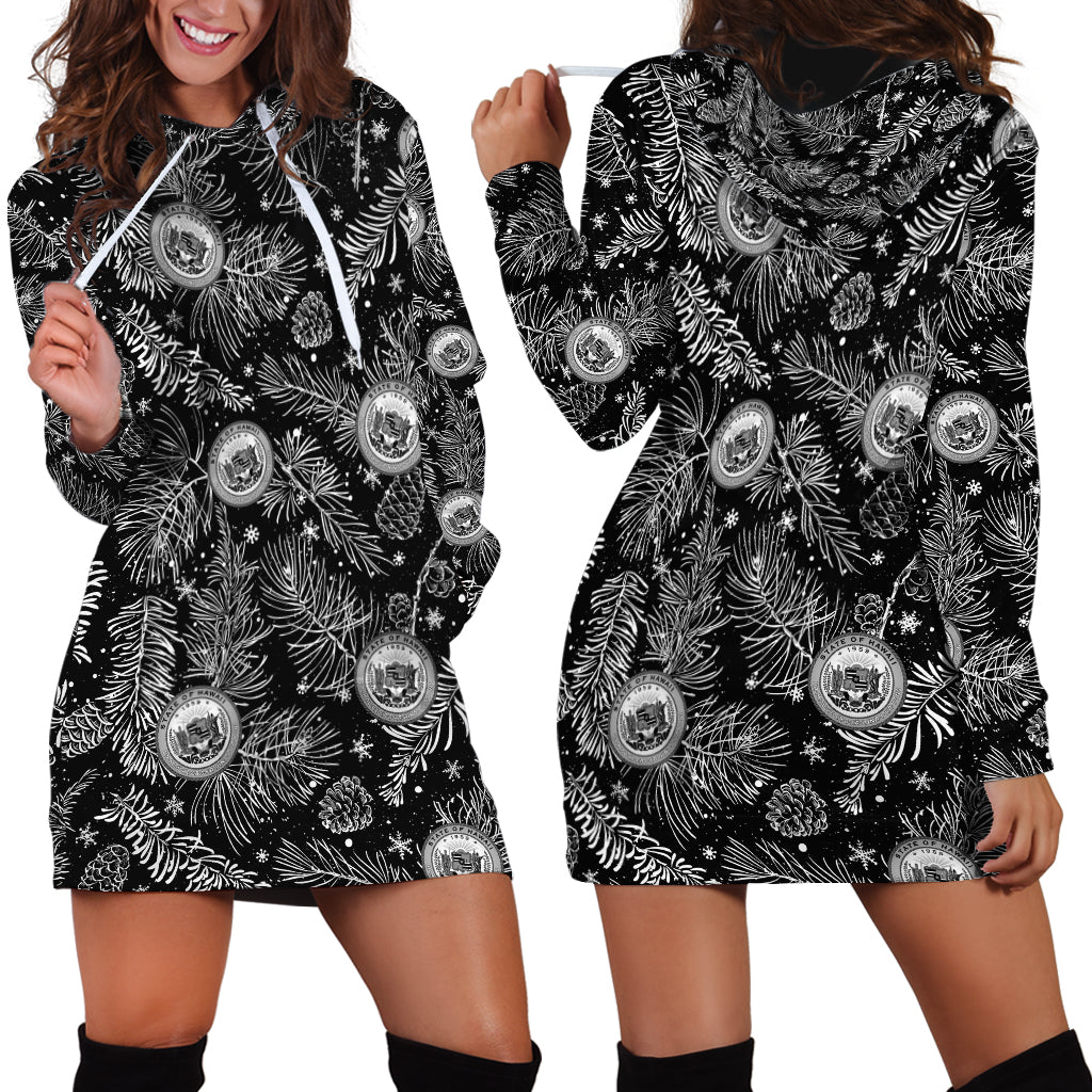 Hawaii Christmas Hoodie Dress Tropical Style With Coat Of Arms - Wonder Print Shop