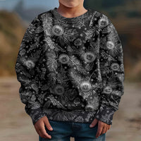 Hawaii Christmas Kid Ugly Christmas Sweater Tropical Style With Coat Of Arms - Wonder Print Shop