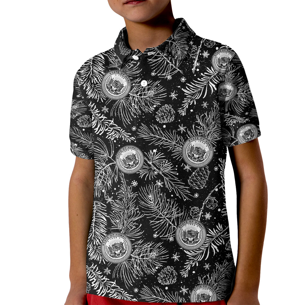 Hawaii Christmas Kid Polo Shirt Tropical Style With Coat Of Arms - Wonder Print Shop