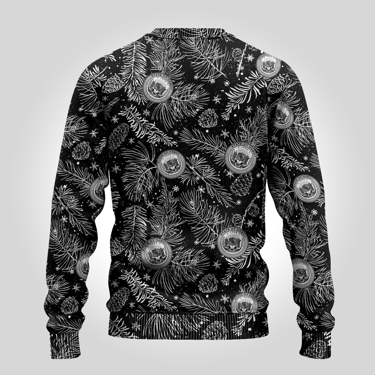 Hawaii Christmas Ugly Christmas Sweater Tropical Style With Coat Of Arms - Wonder Print Shop