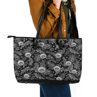 Hawaii Christmas Leather Tote Bag Tropical Style With Coat Of Arms - Wonder Print Shop