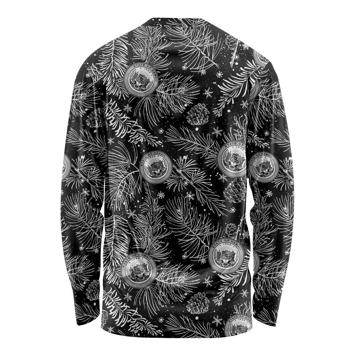Hawaii Christmas Long Sleeve Shirt Tropical Style With Coat Of Arms - Wonder Print Shop