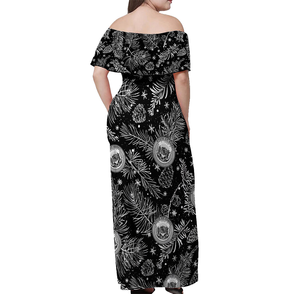 Hawaii Christmas Off Shoulder Maxi Dress Tropical Style With Coat Of Arms - Wonder Print Shop