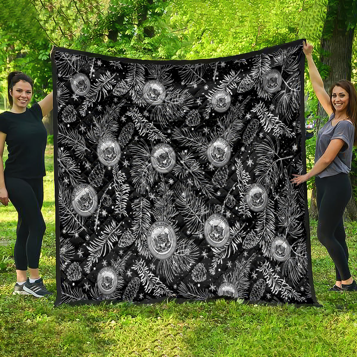 Hawaii Christmas Quilt Tropical Style With Coat Of Arms - Wonder Print Shop