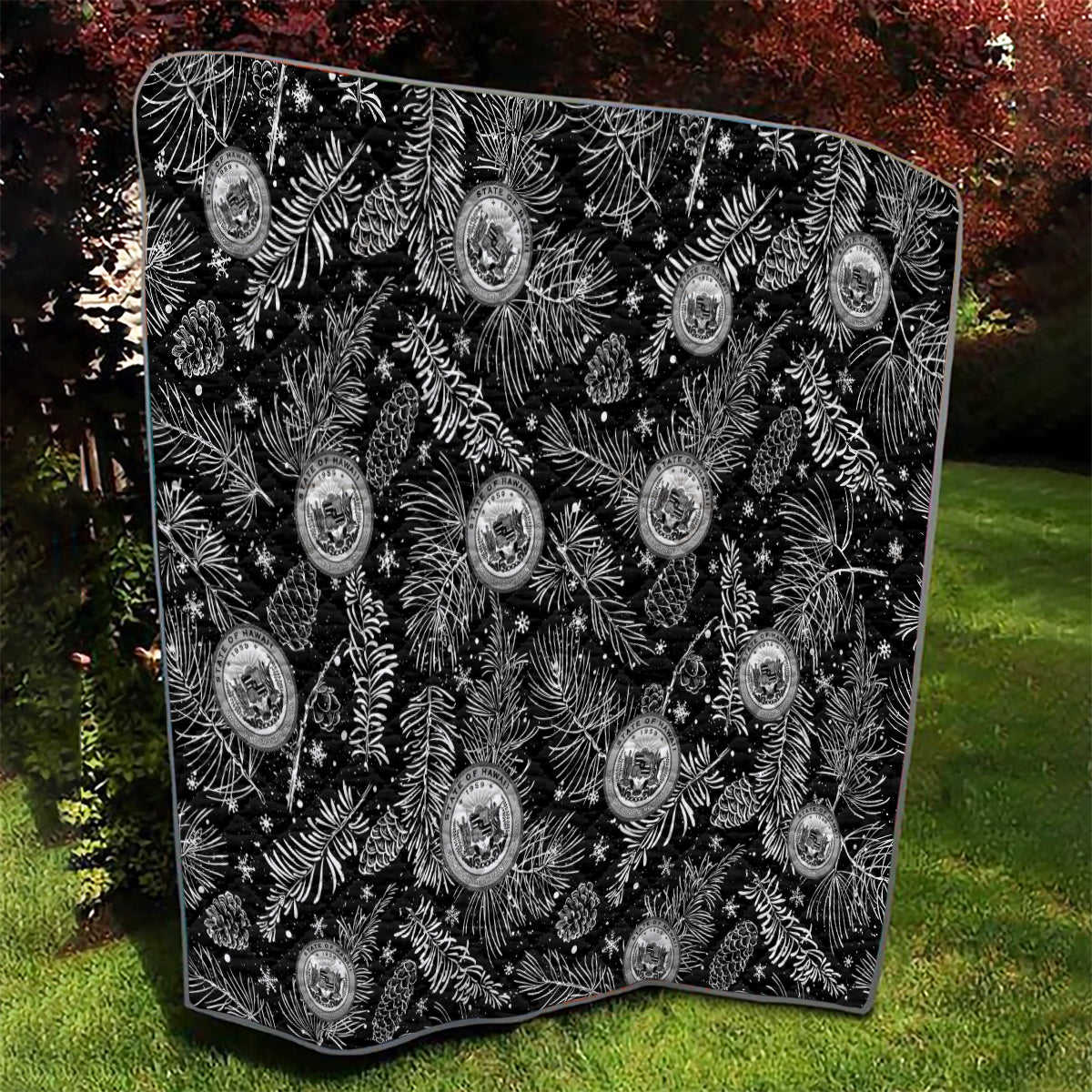 Hawaii Christmas Quilt Tropical Style With Coat Of Arms - Wonder Print Shop