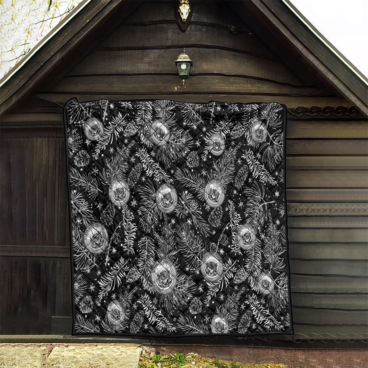 Hawaii Christmas Quilt Tropical Style With Coat Of Arms - Wonder Print Shop