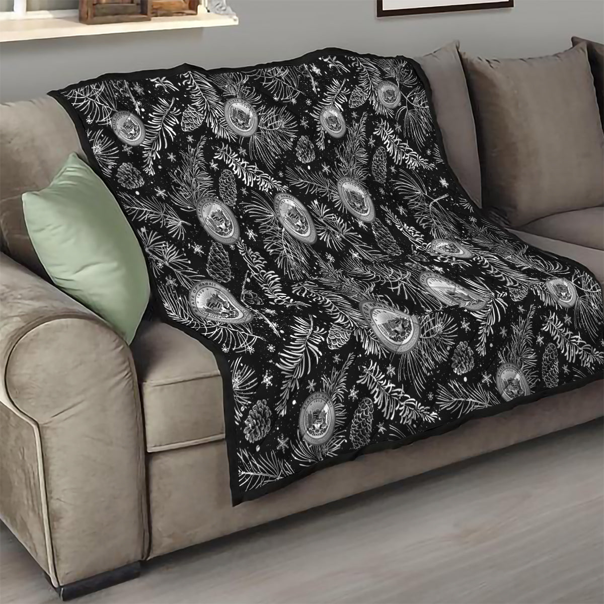 Hawaii Christmas Quilt Tropical Style With Coat Of Arms - Wonder Print Shop