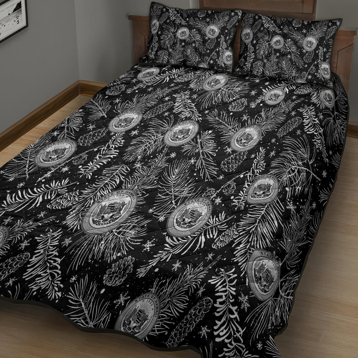 Hawaii Christmas Quilt Bed Set Tropical Style With Coat Of Arms - Wonder Print Shop