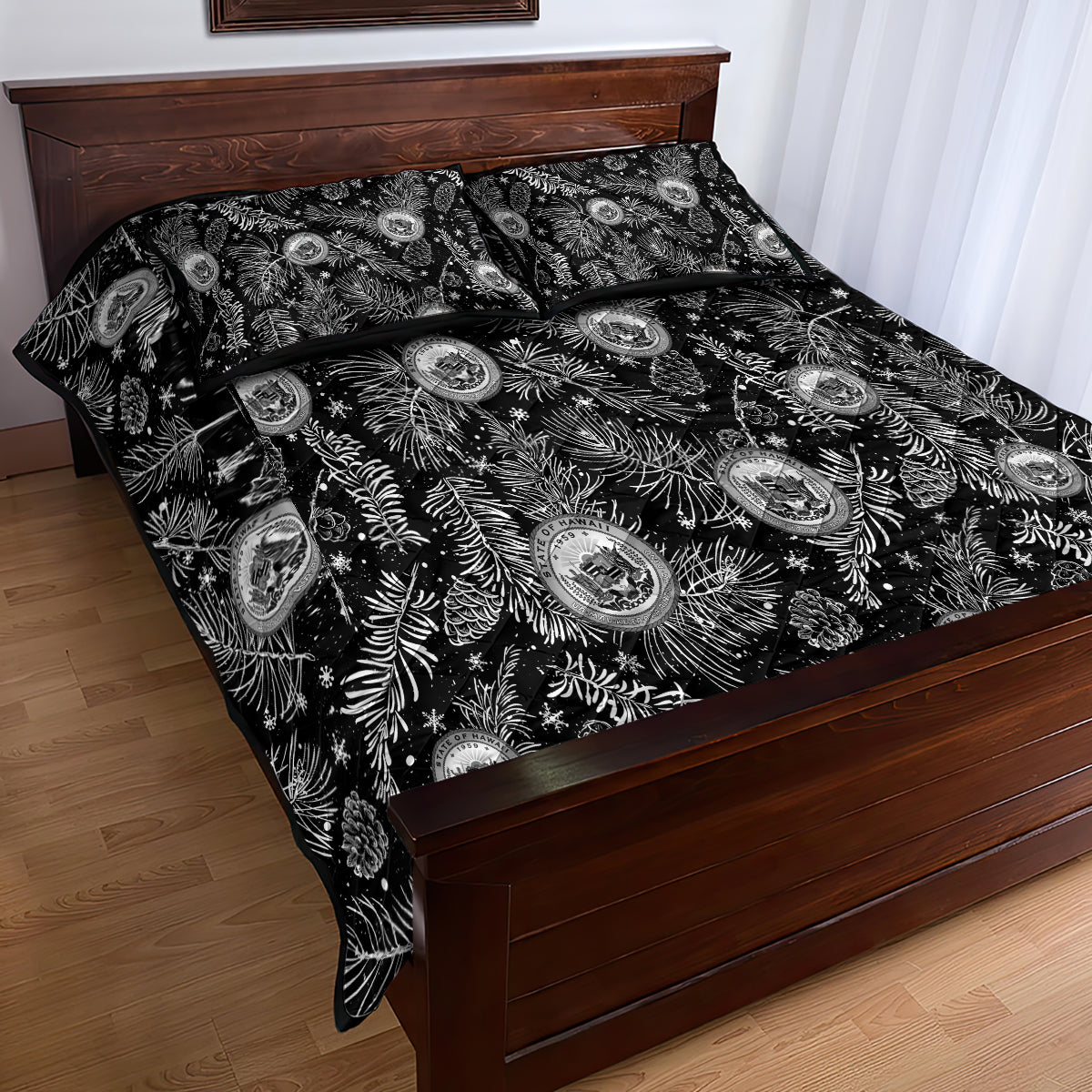 Hawaii Christmas Quilt Bed Set Tropical Style With Coat Of Arms - Wonder Print Shop