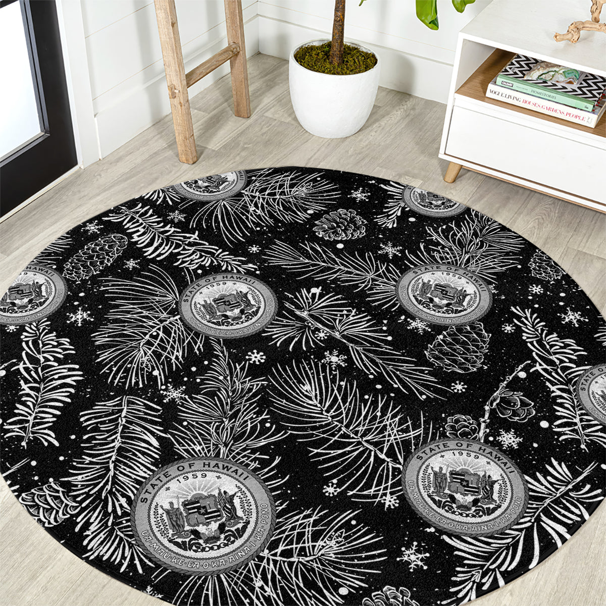 hawaii-christmas-round-carpet-tropical-style-with-coat-of-arms