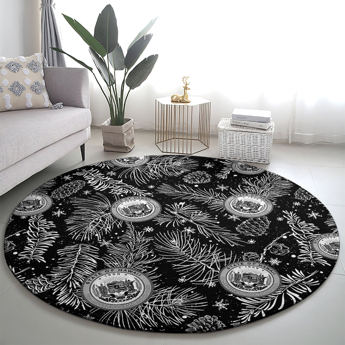 hawaii-christmas-round-carpet-tropical-style-with-coat-of-arms
