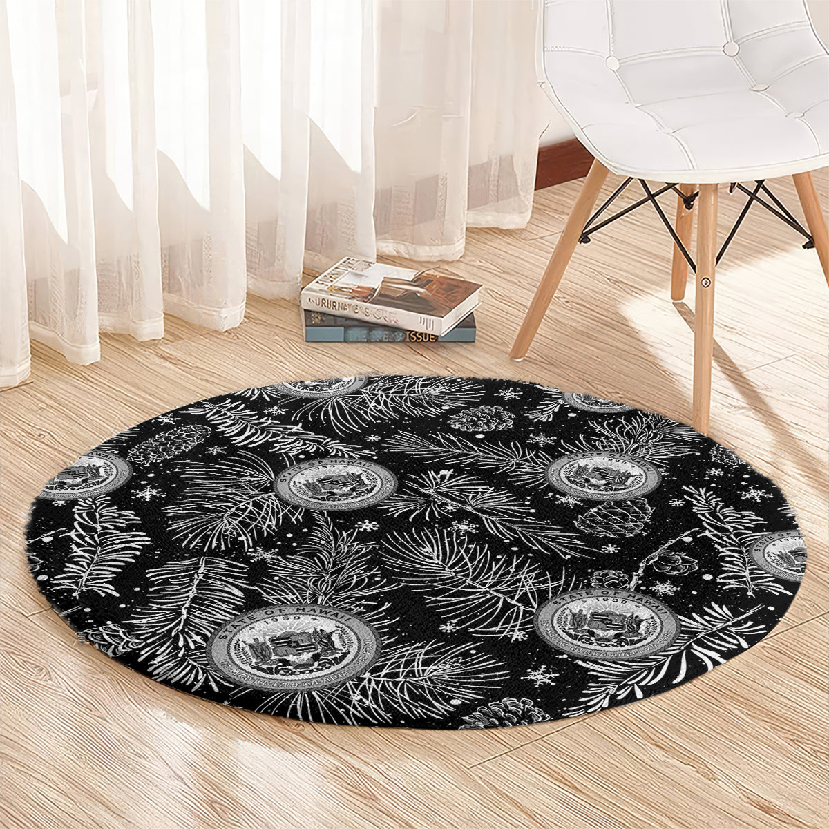 hawaii-christmas-round-carpet-tropical-style-with-coat-of-arms