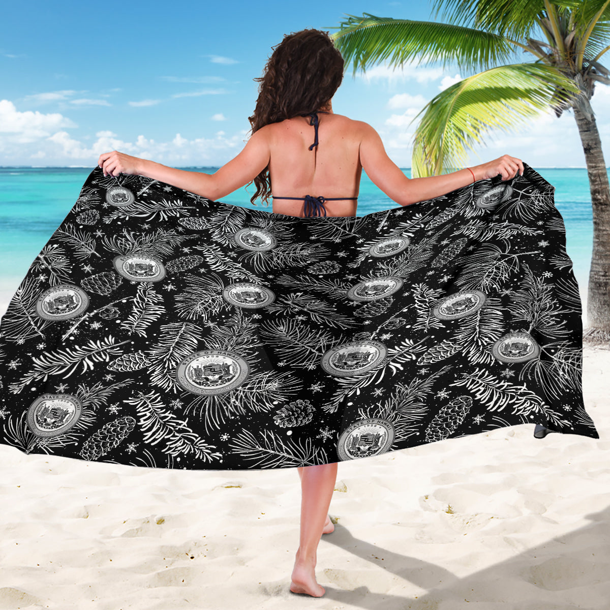 Hawaii Christmas Sarong Tropical Style With Coat Of Arms - Wonder Print Shop