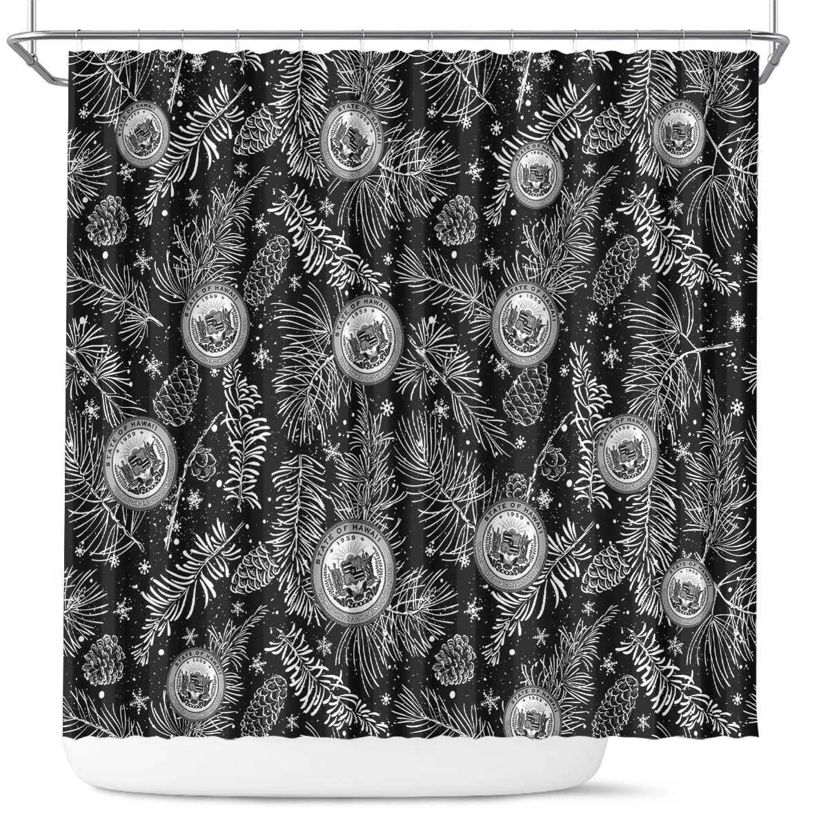 hawaii-christmas-shower-curtain-tropical-style-with-coat-of-arms
