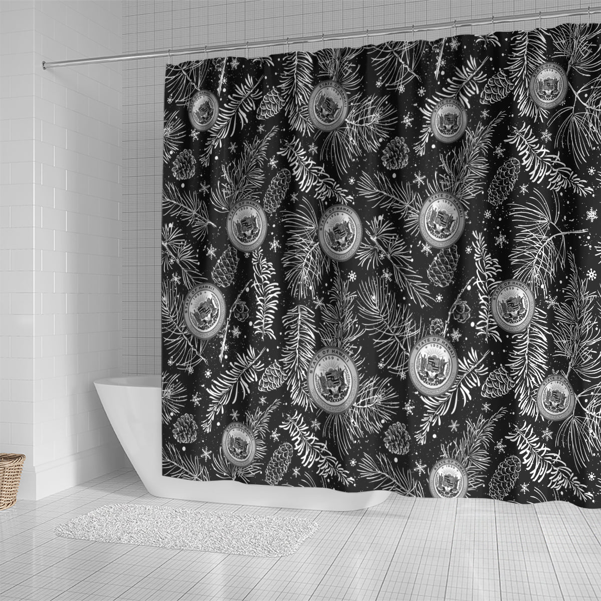 hawaii-christmas-shower-curtain-tropical-style-with-coat-of-arms
