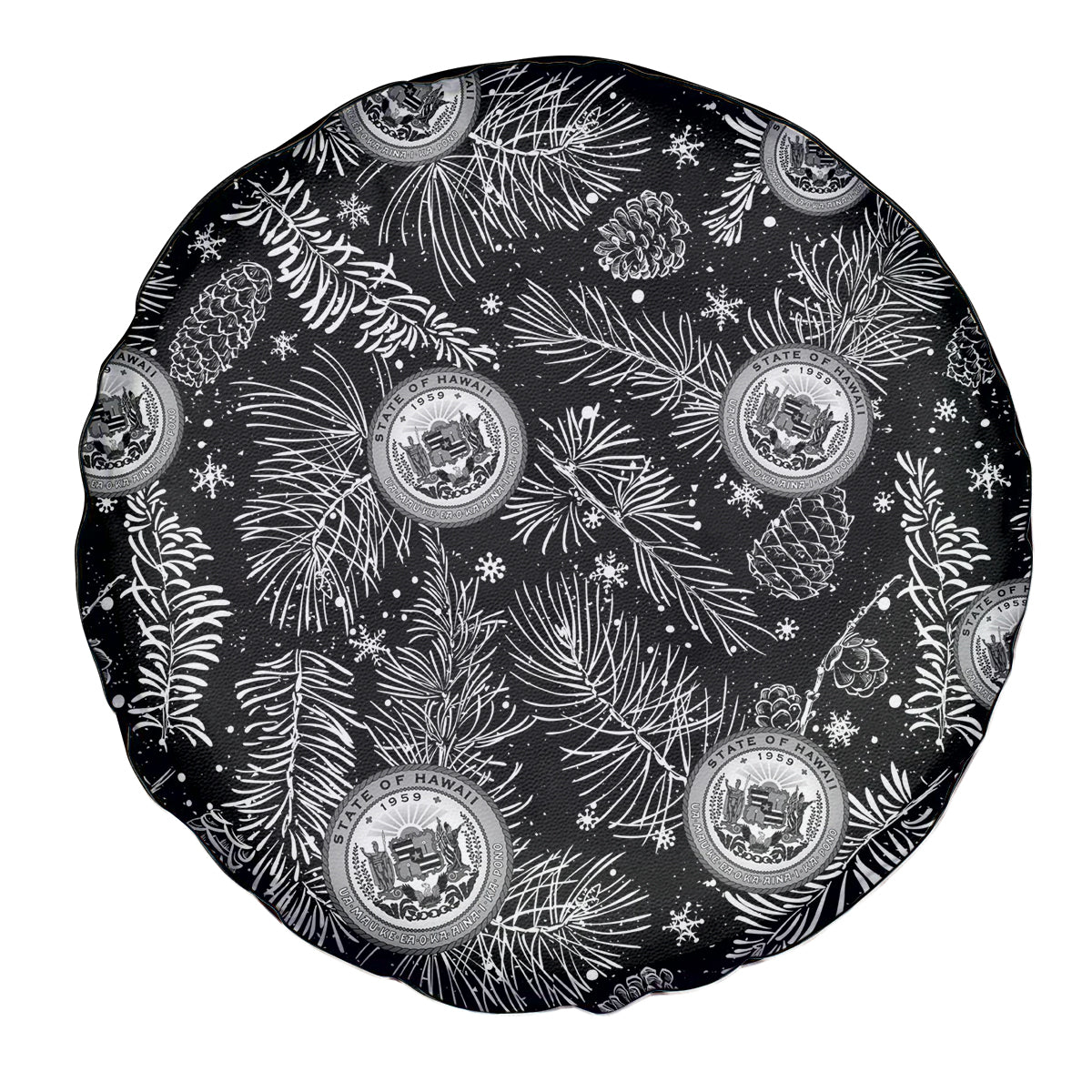 Hawaii Christmas Spare Tire Cover Tropical Style With Coat Of Arms - Wonder Print Shop