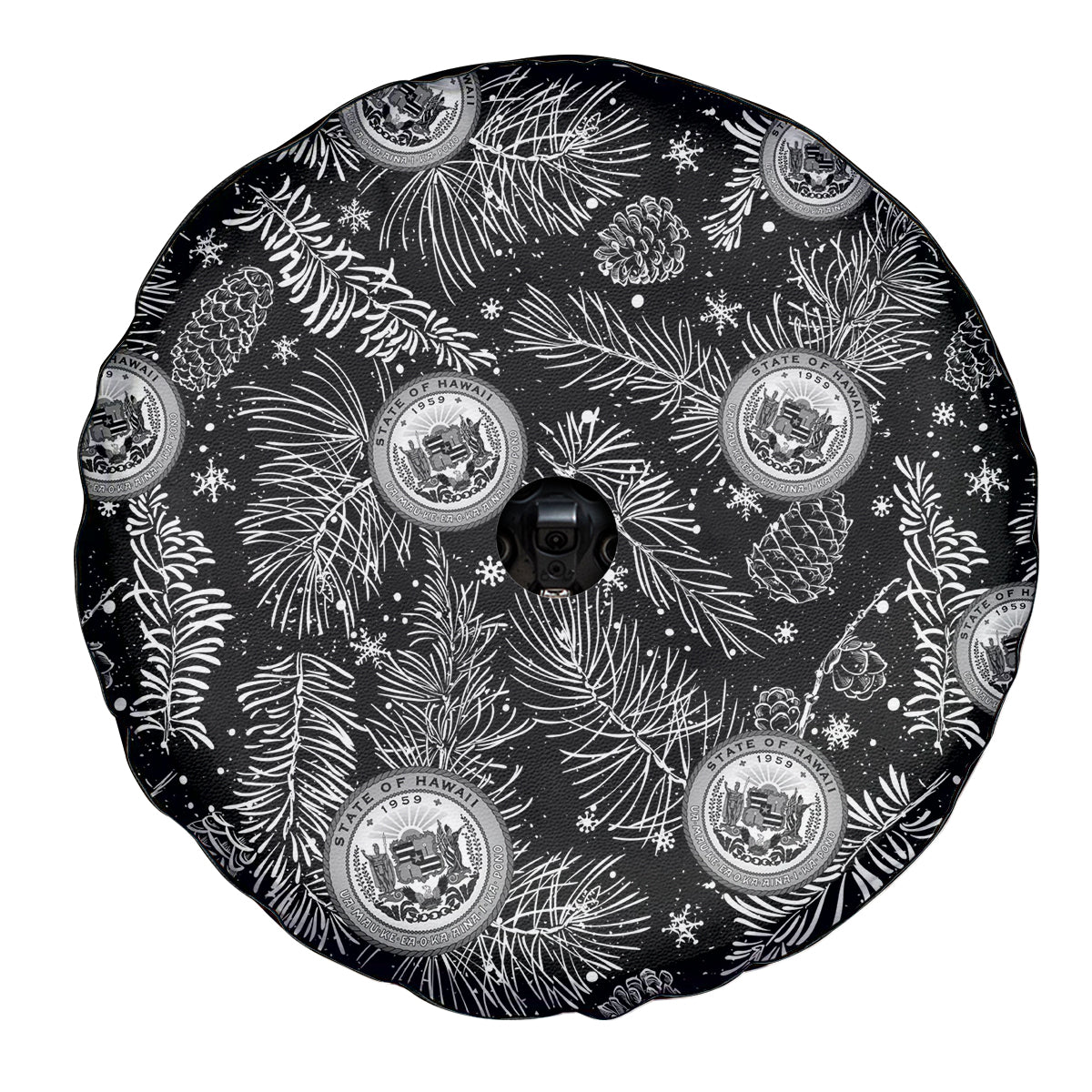 Hawaii Christmas Spare Tire Cover Tropical Style With Coat Of Arms - Wonder Print Shop