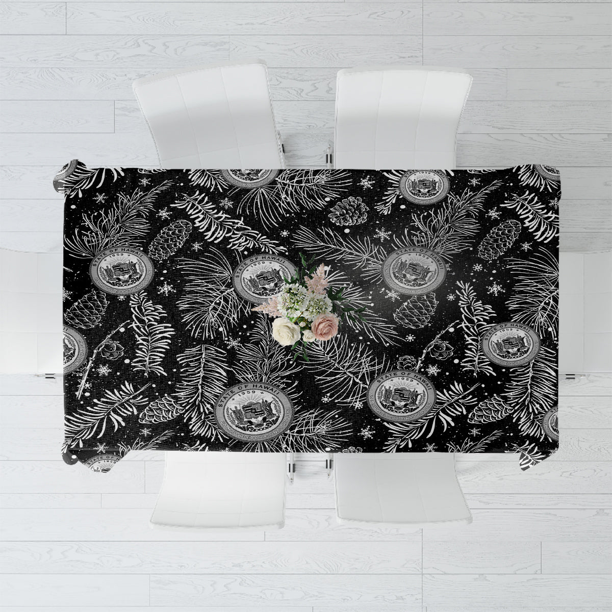 Hawaii Christmas Tablecloth Tropical Style With Coat Of Arms - Wonder Print Shop