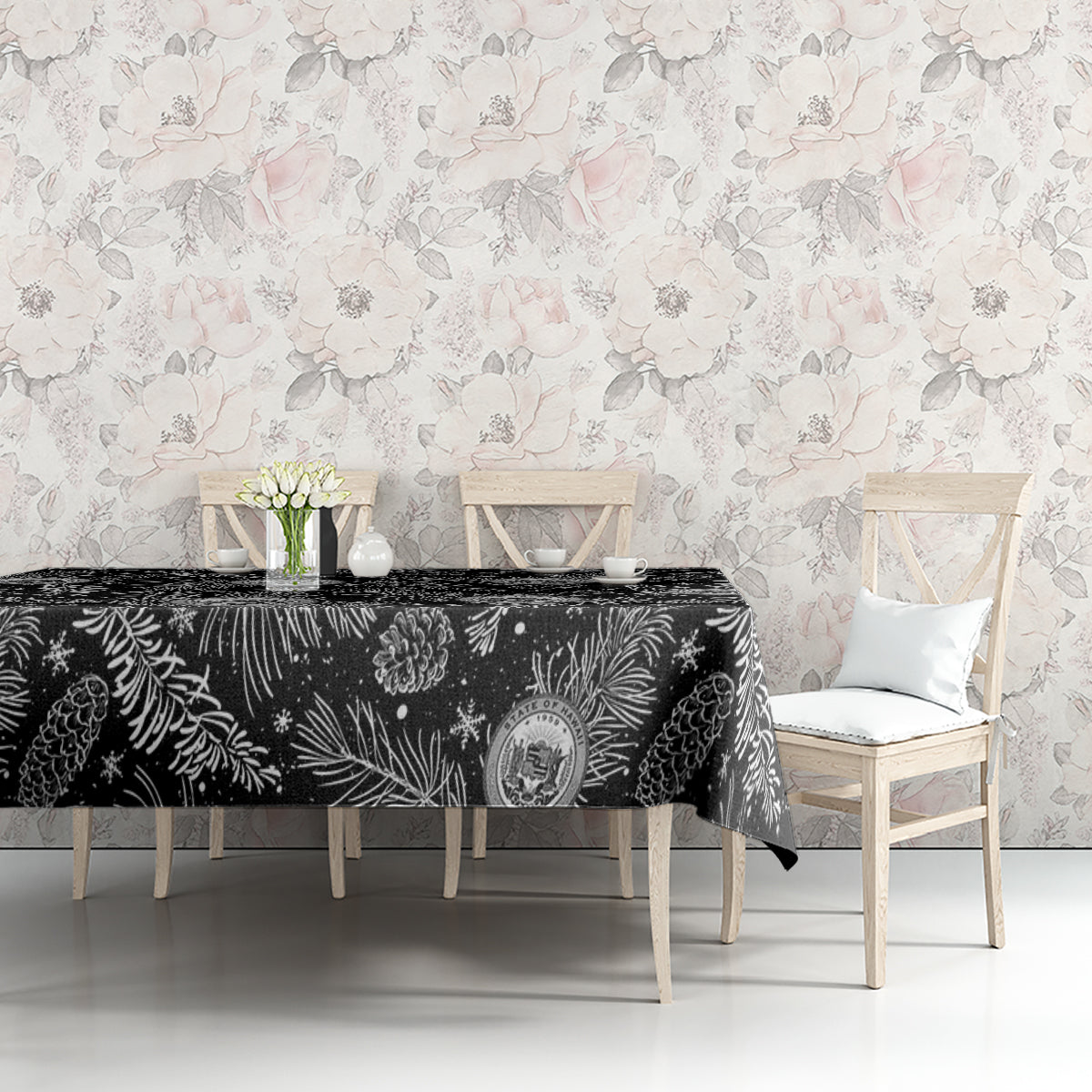 Hawaii Christmas Tablecloth Tropical Style With Coat Of Arms - Wonder Print Shop