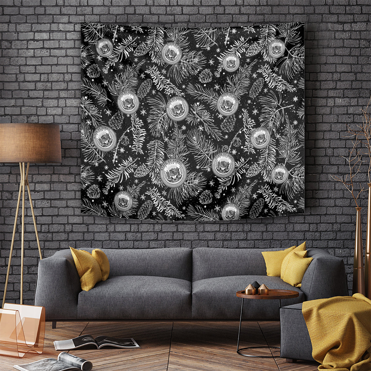 Hawaii Christmas Tapestry Tropical Style With Coat Of Arms - Wonder Print Shop