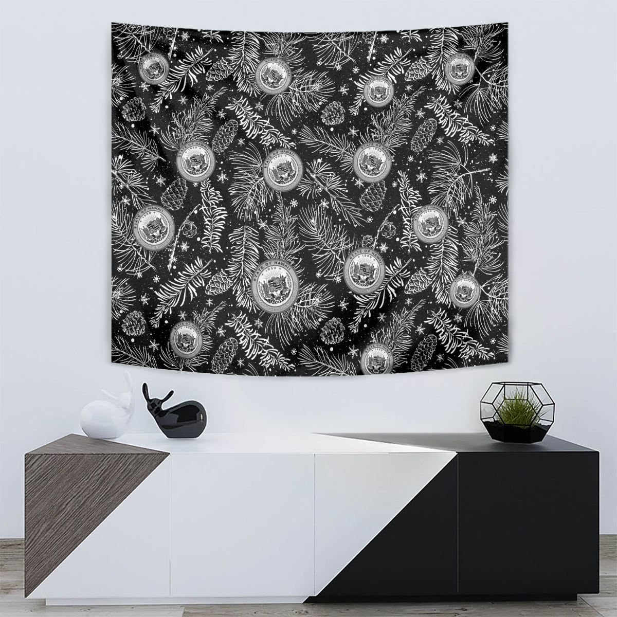 Hawaii Christmas Tapestry Tropical Style With Coat Of Arms - Wonder Print Shop