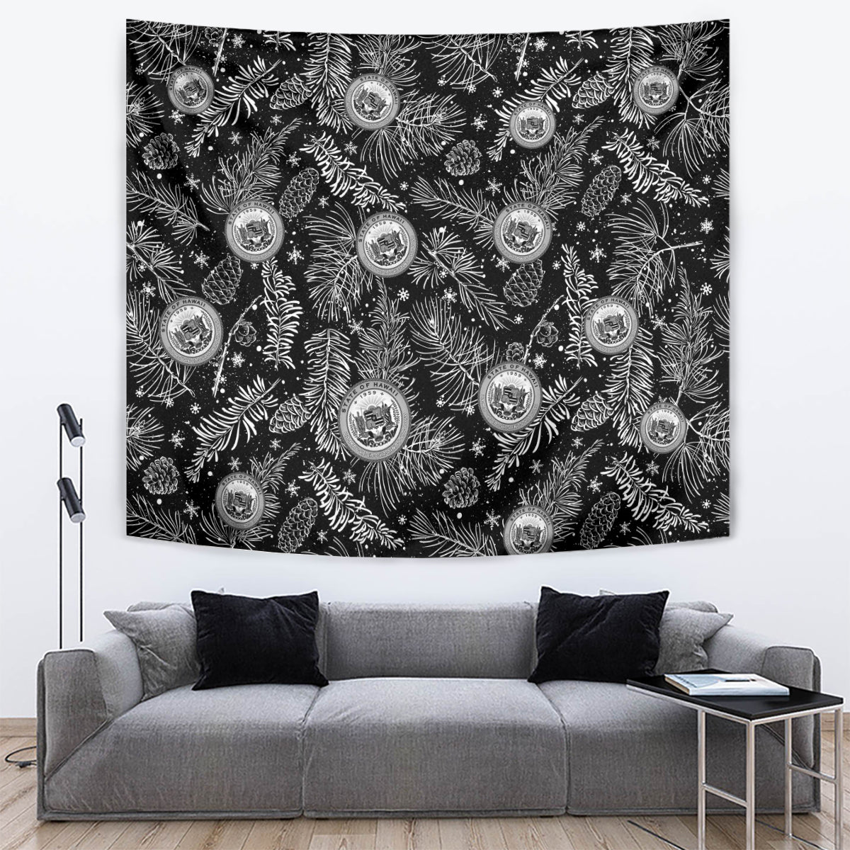 Hawaii Christmas Tapestry Tropical Style With Coat Of Arms - Wonder Print Shop