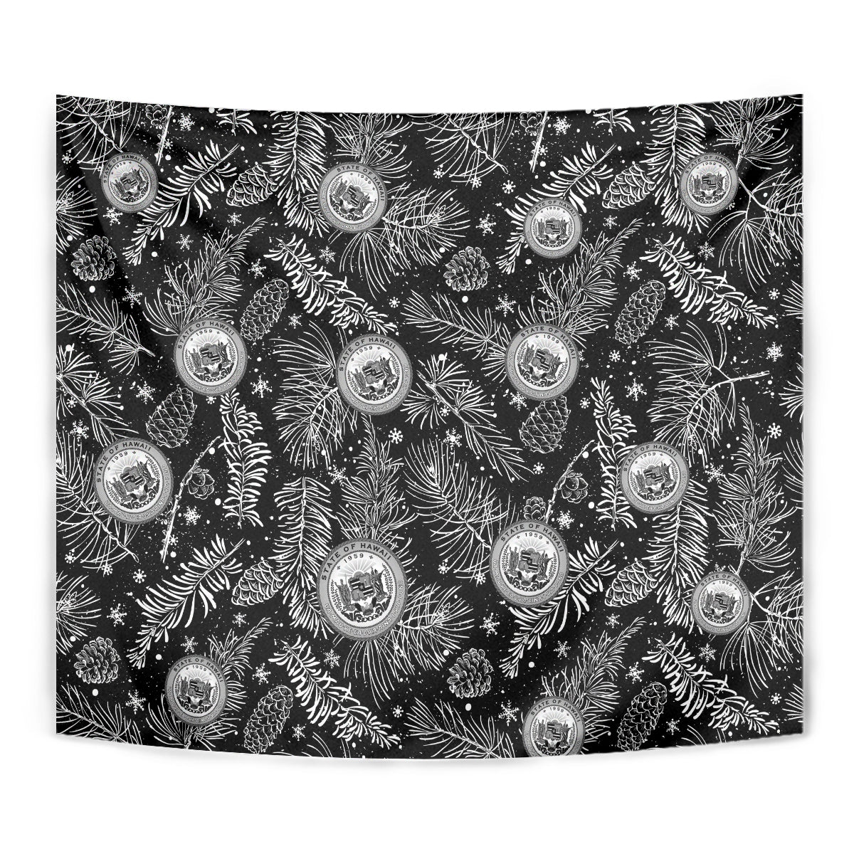 Hawaii Christmas Tapestry Tropical Style With Coat Of Arms - Wonder Print Shop