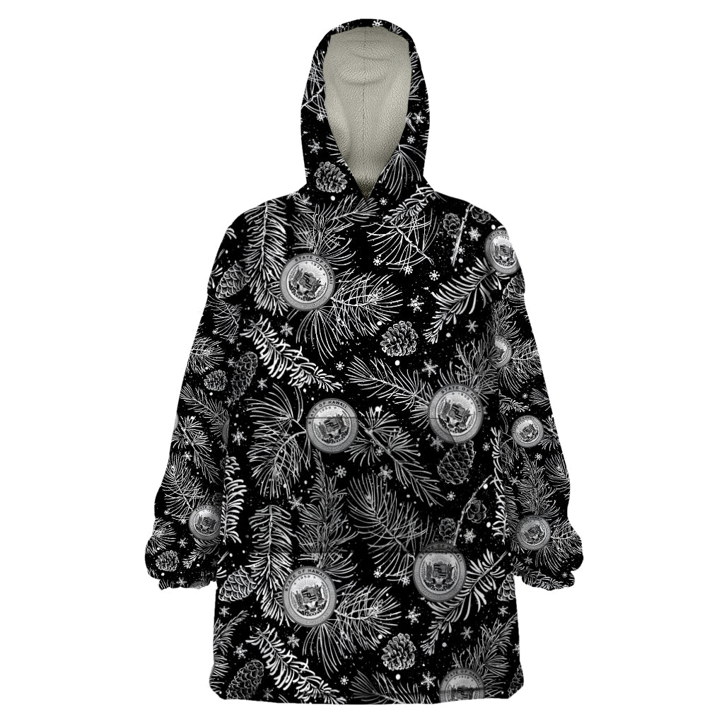 Hawaii Christmas Wearable Blanket Hoodie Tropical Style With Coat Of Arms - Wonder Print Shop