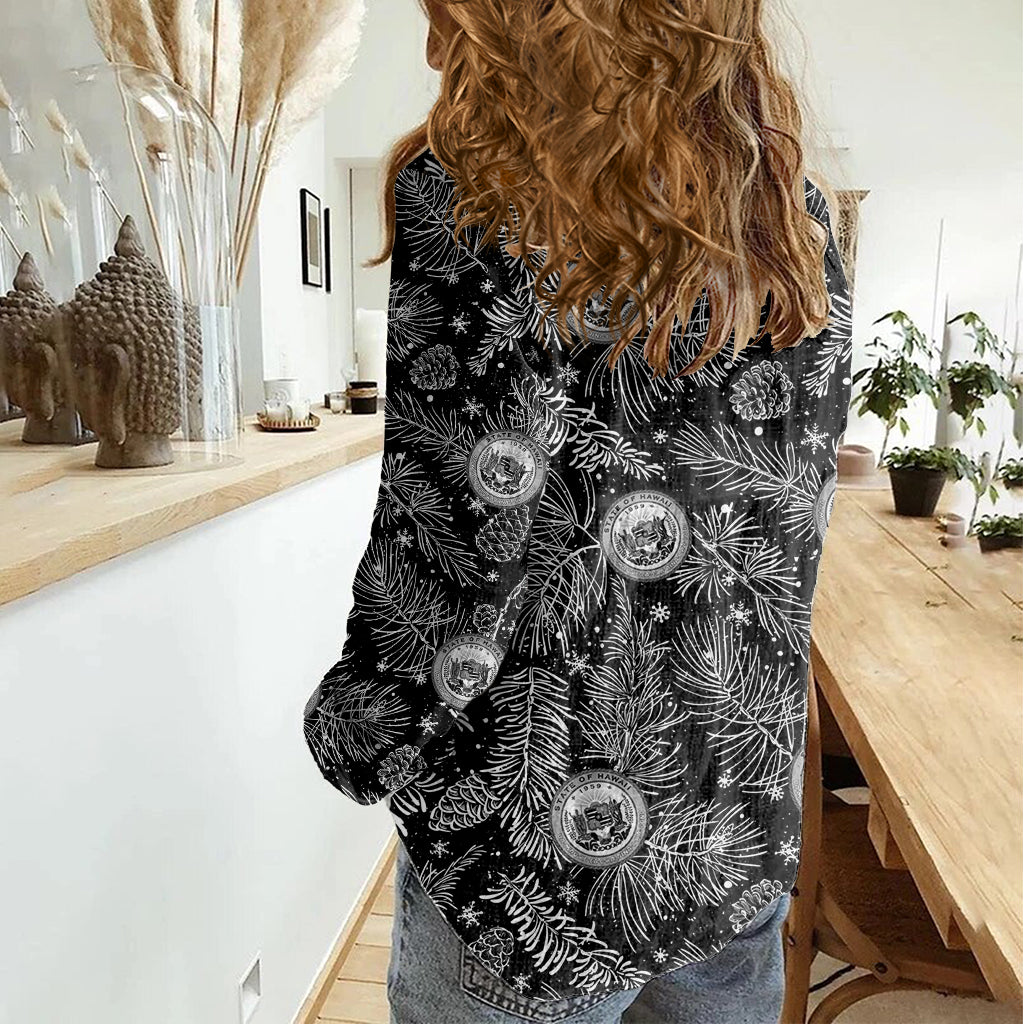 Hawaii Christmas Women Casual Shirt Tropical Style With Coat Of Arms - Wonder Print Shop