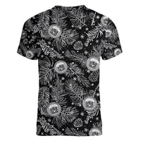 Hawaii Christmas Women V Neck T Shirt Tropical Style With Coat Of Arms - Wonder Print Shop