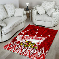Personalised Tonga King Tupou I Day Area Rug Tongan Ngatu Pattern With Crown - Wonder Print Shop
