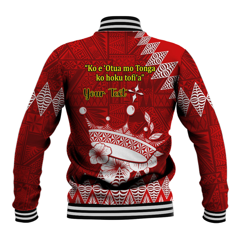 Personalised Tonga King Tupou I Day Baseball Jacket Tongan Ngatu Pattern With Crown - Wonder Print Shop