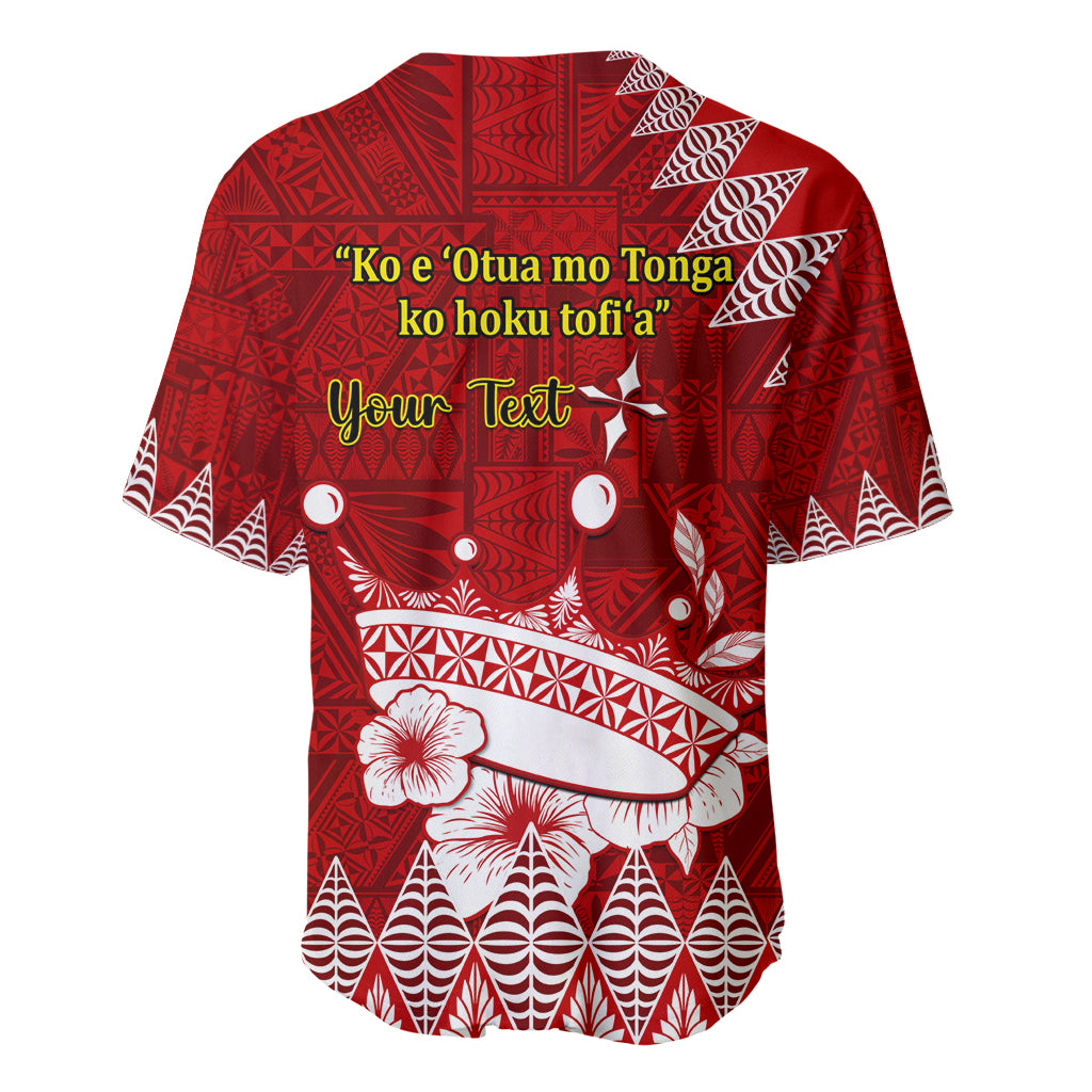 Personalised Tonga King Tupou I Day Baseball Jersey Tongan Ngatu Pattern With Crown - Wonder Print Shop