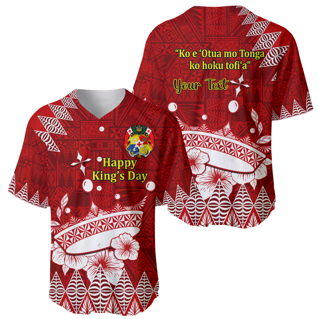 Personalised Tonga King Tupou I Day Baseball Jersey Tongan Ngatu Pattern With Crown - Wonder Print Shop