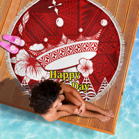 Personalised Tonga King Tupou I Day Beach Blanket Tongan Ngatu Pattern With Crown - Wonder Print Shop