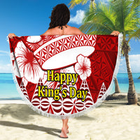 Personalised Tonga King Tupou I Day Beach Blanket Tongan Ngatu Pattern With Crown - Wonder Print Shop