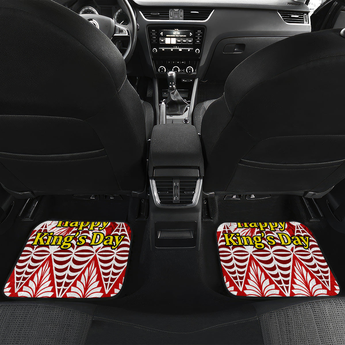 Personalised Tonga King Tupou I Day Car Mats Tongan Ngatu Pattern With Crown - Wonder Print Shop