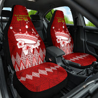 Personalised Tonga King Tupou I Day Car Seat Cover Tongan Ngatu Pattern With Crown - Wonder Print Shop