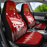 Personalised Tonga King Tupou I Day Car Seat Cover Tongan Ngatu Pattern With Crown - Wonder Print Shop