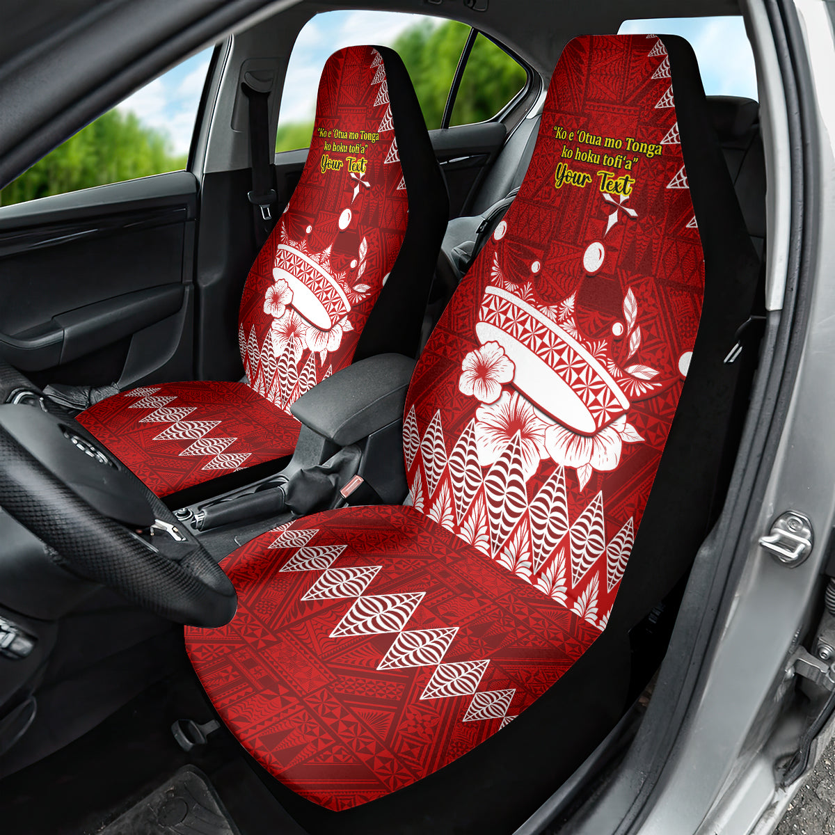 Personalised Tonga King Tupou I Day Car Seat Cover Tongan Ngatu Pattern With Crown - Wonder Print Shop